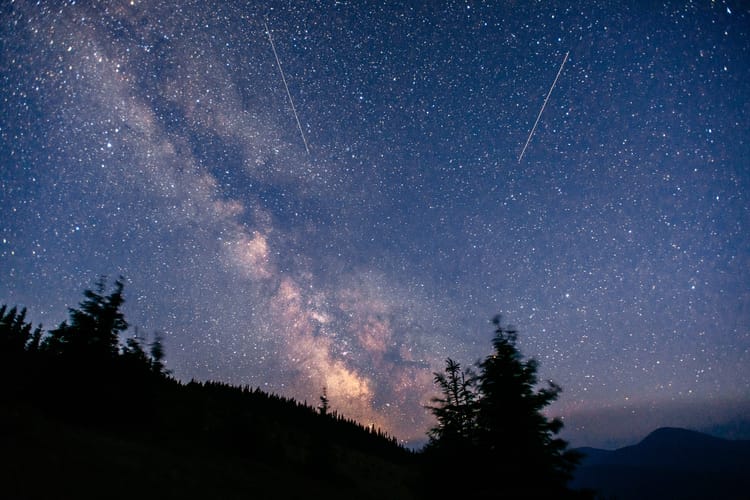 meteor shower in the night sky